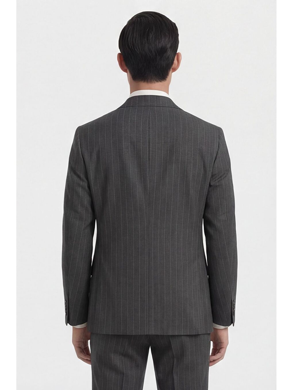 Giotelli Erkek Antrasit Dar Kesim Slim Fit Viskon Dokuma Çizgili Klasik Yaka 6 Drop Takım Elbise-3