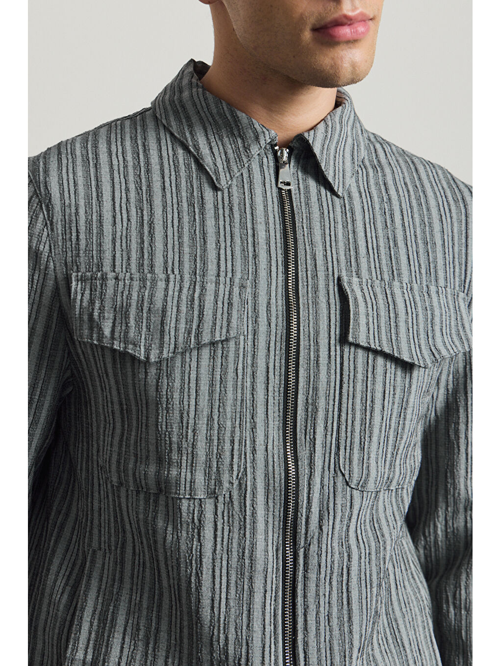 Erkek Premium Keten Gömlek Ceket Yeşil-5