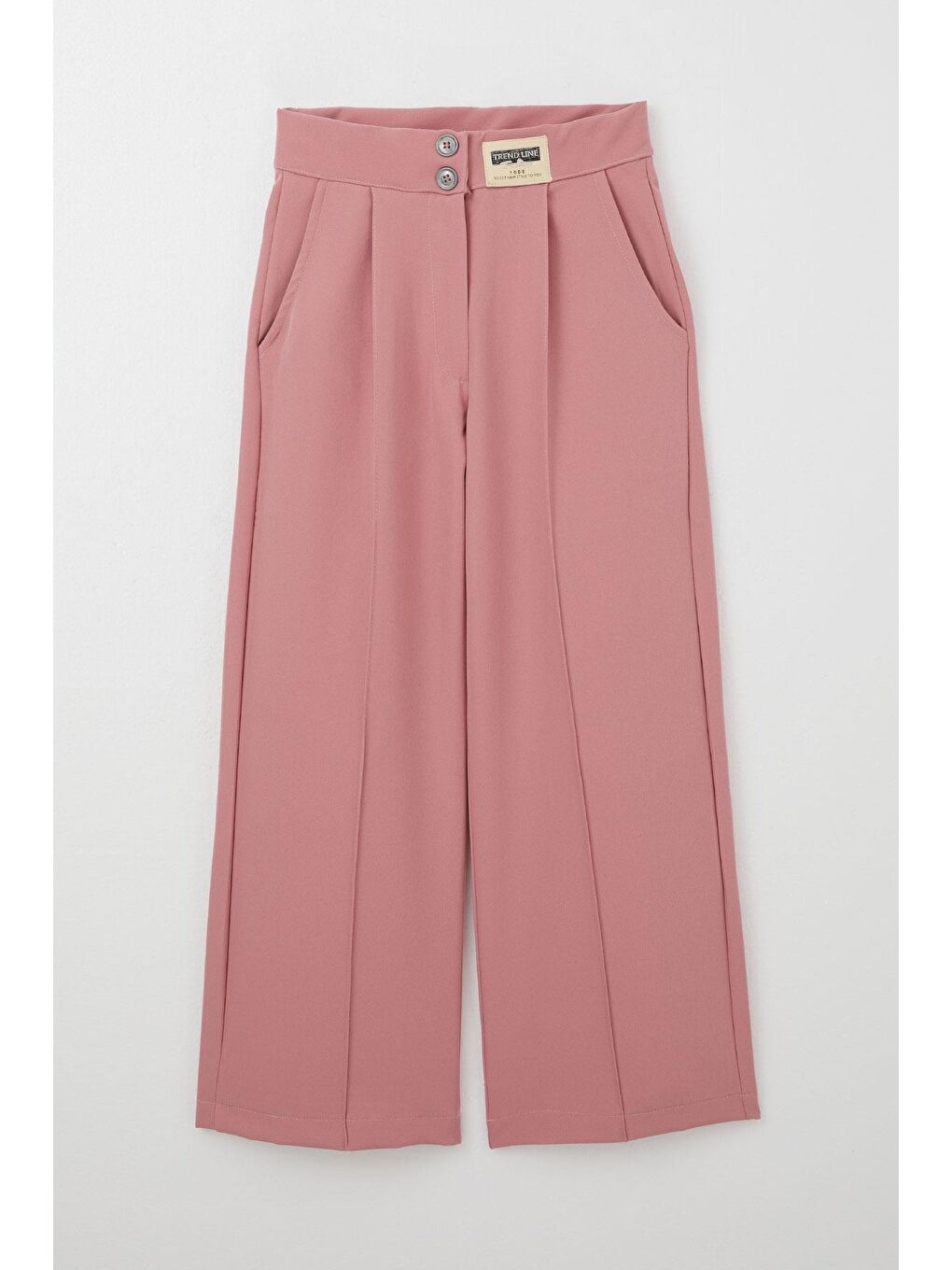 Pembe Kız Çocuk Kumaş Pantolon Cepli Düğmeli Gülkurusu (10 Yaş)