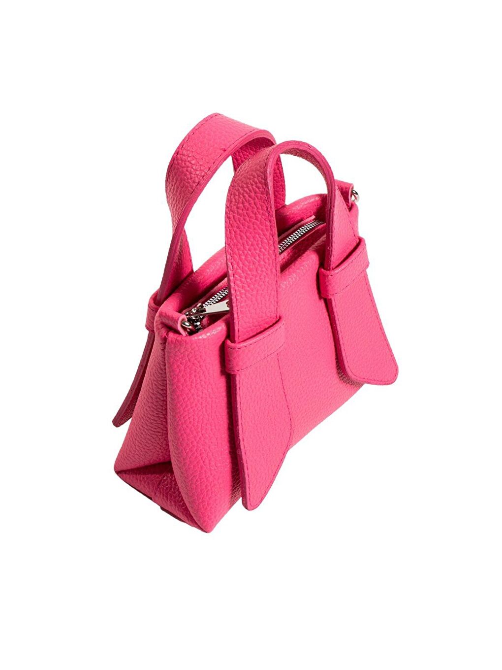 Fuşya Çift Saplı Mini Dokulu Kadın Çapraz El Ve Omuz Çantası BAG4995-23-3