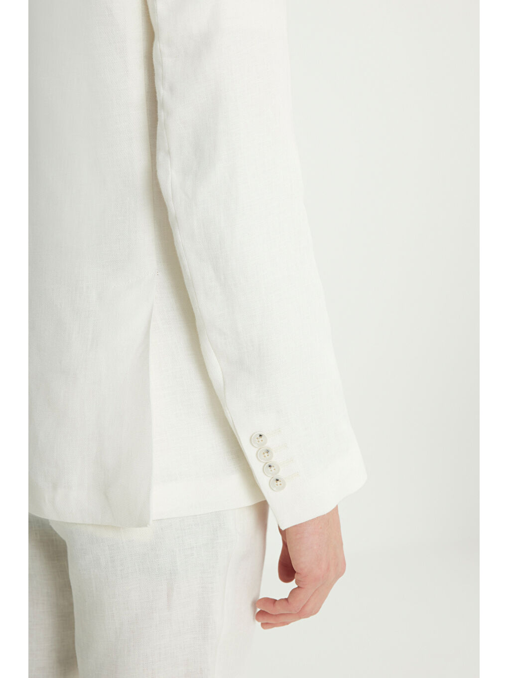 Erkek Ekru %100 Keten Slim Fit Dar Kesim Kırlangıç Yaka Torba Cepli Kruvaze Takım Elbise-6