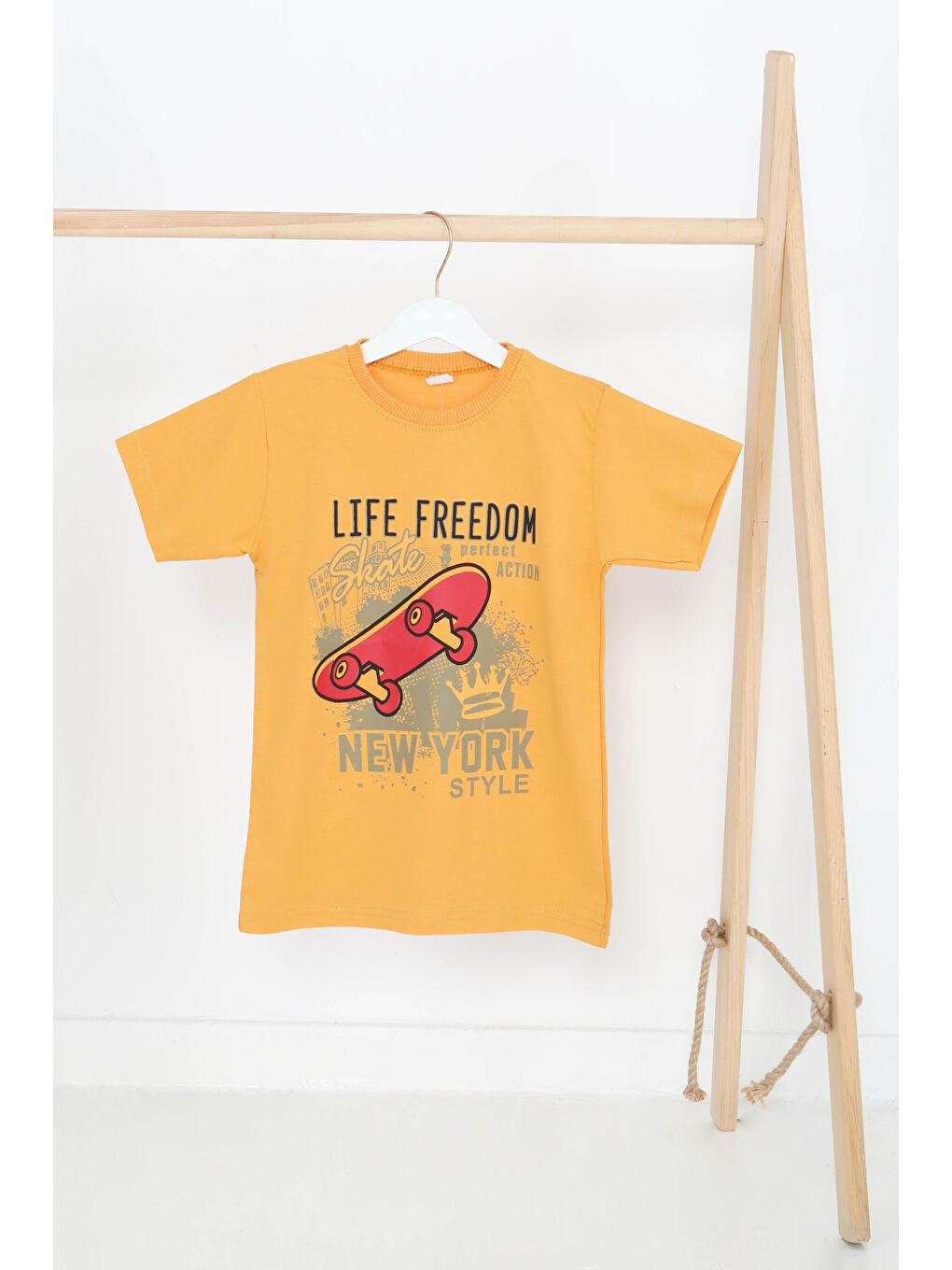 Sarı Erkek Çocuk Sari Baskılı Kısa Kollu T-Şhirt - 27383