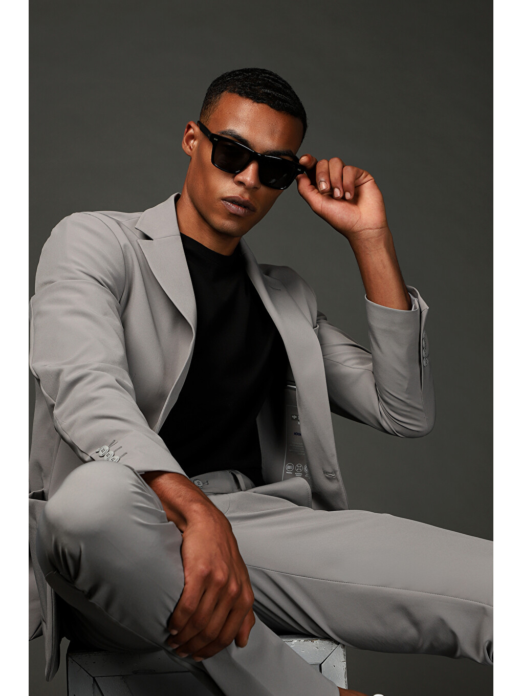 Gri Techno-Line Super Slim Fit Ekstra Dar Kesim Klasik Takım Elbise-1
