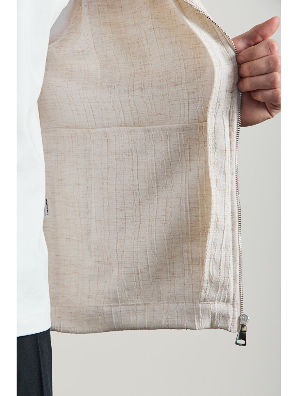 Erkek Premium Keten Gömlek Ceket Ekru-7