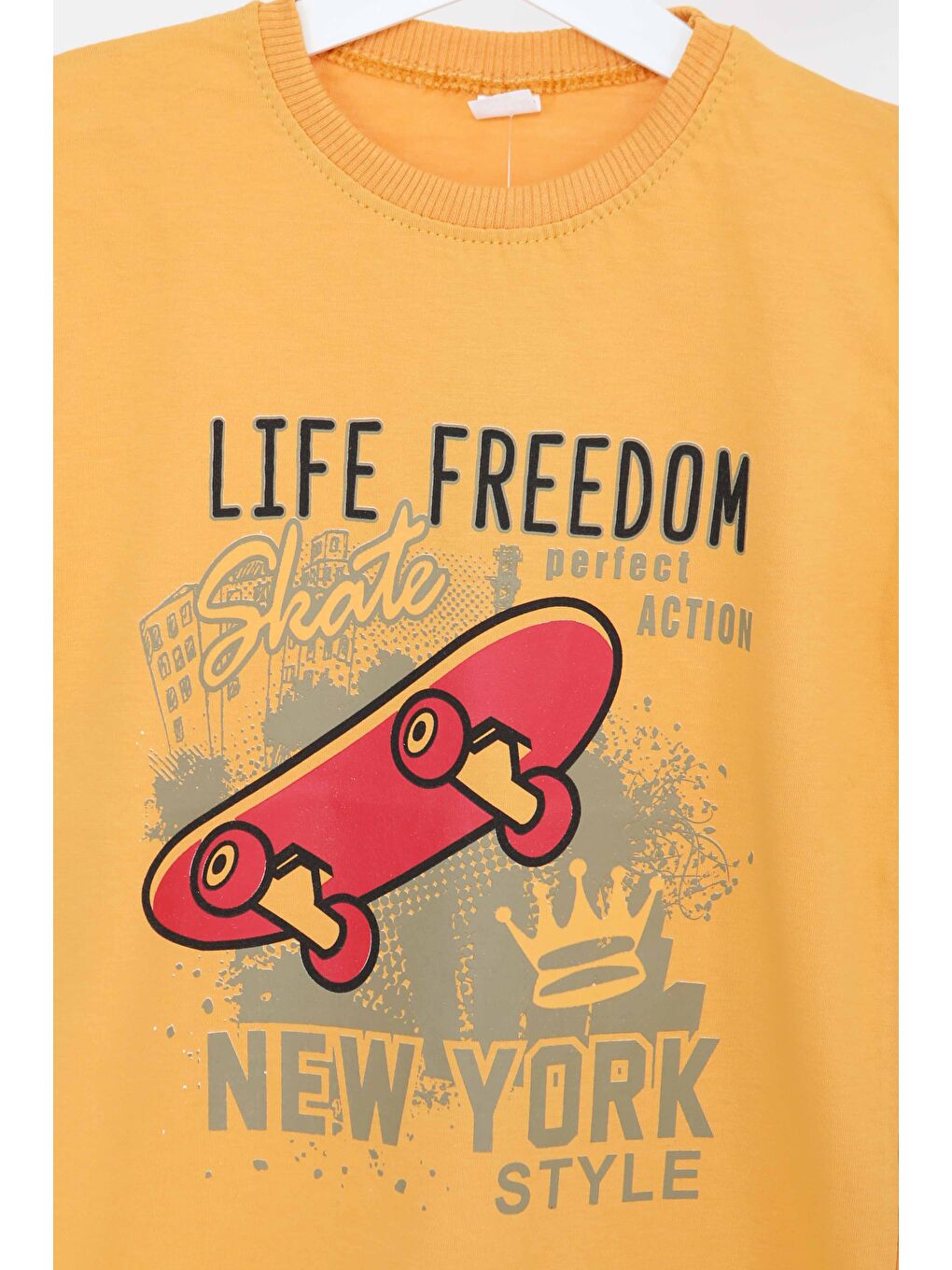 Sarı Erkek Çocuk Sari Baskılı Kısa Kollu T-Şhirt - 27383-1