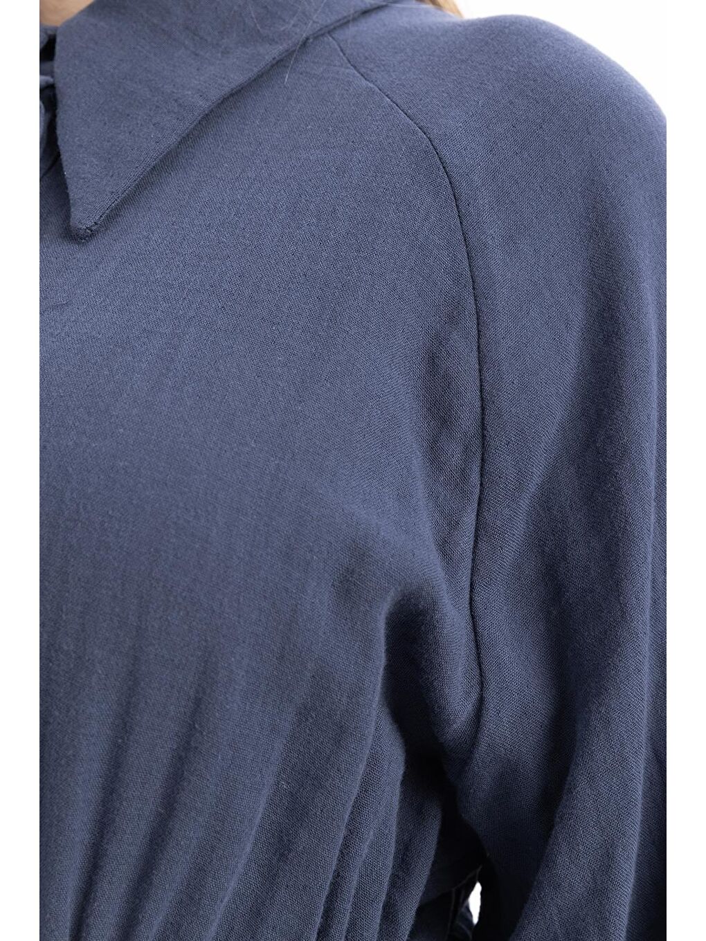 İndigo-Asimetrik Kesim Patlı Gömlek-3