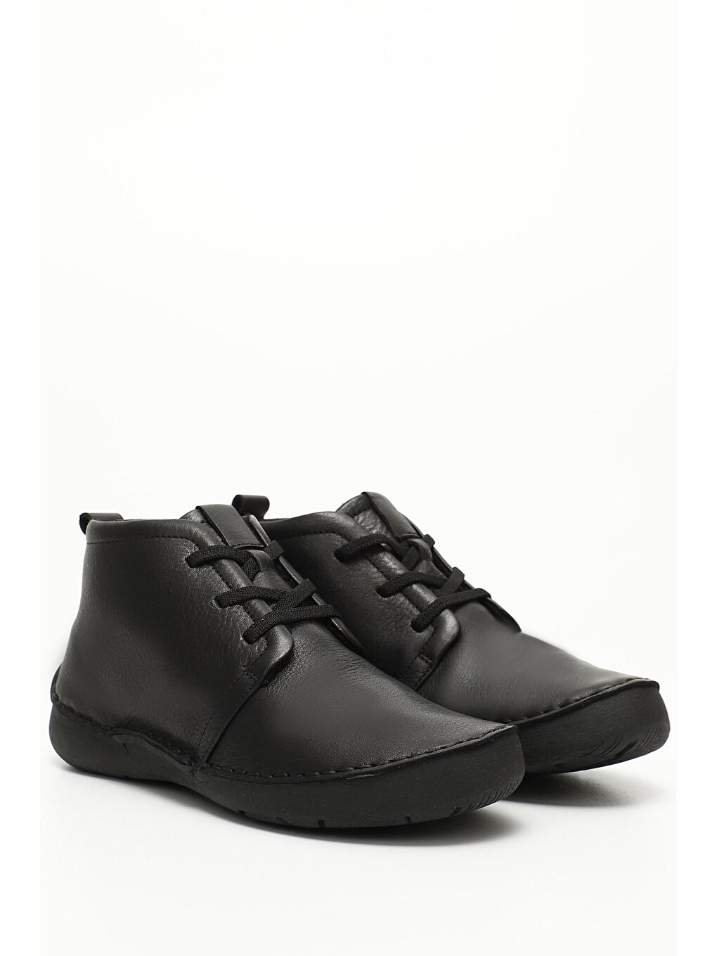 Siyah SİYAH  Hakiki Deri Yuvarlak Burunlu Kadın Bot 42661-1