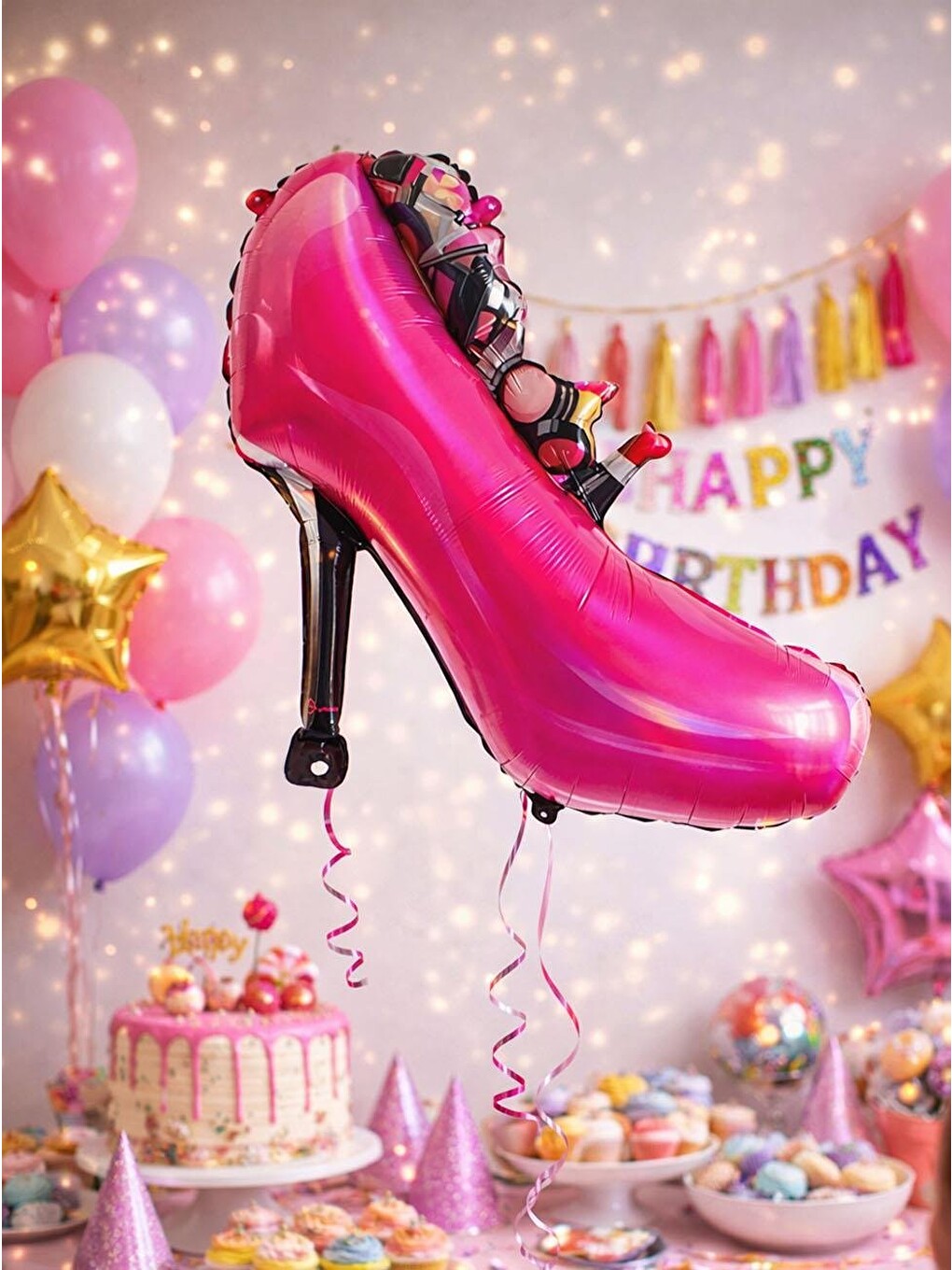 Fuşya Stiletto Topuklu Ayakkabı Folyo Balon – Bekarlığa Veda & Doğum Günü 84 Cm-1