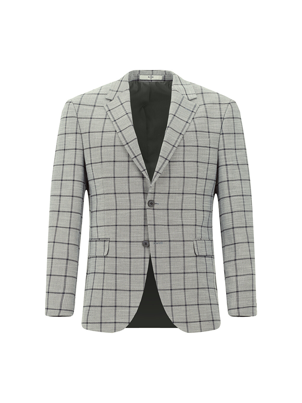 Gri Slim Fit Dar Kesim Kareli Kombinli Takım Elbise-1