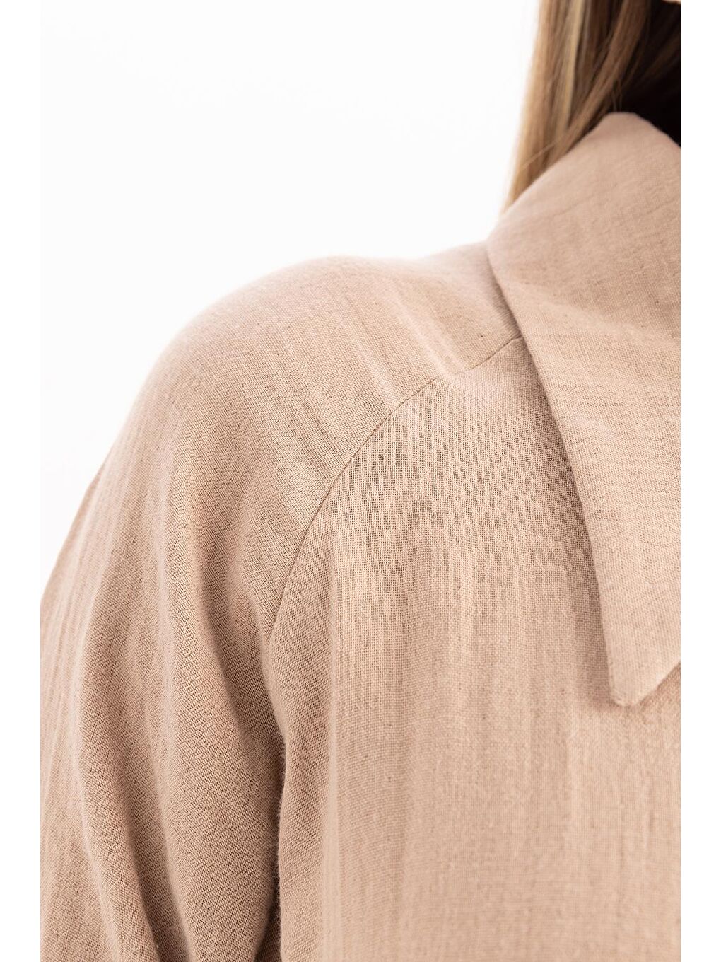 Bej Vizon-Asimetrik Kesim Patlı Gömlek-3