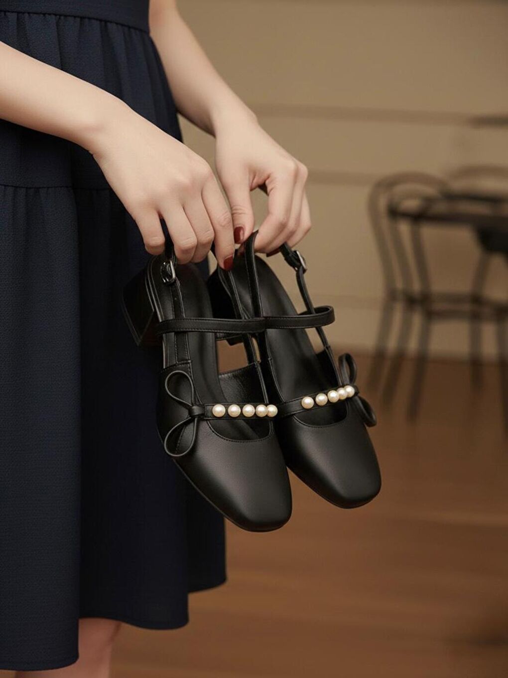 Kadın Veran Siyah Fiyonk Taş Detaylı Klasik Topuklu Ayakkabı-3