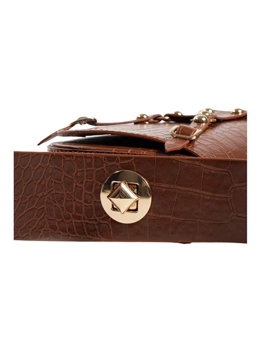 Kahverengi Kroko Desenli Ayarlanabilir Kilit Askılı Kadın Omuz Çantası BAG5020-23-4