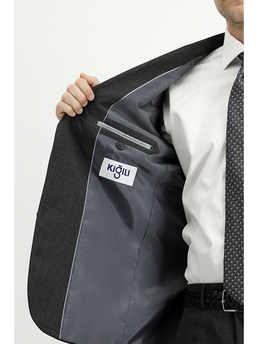 Antrasit Regular Fit Çizgili Takım Elbise-1