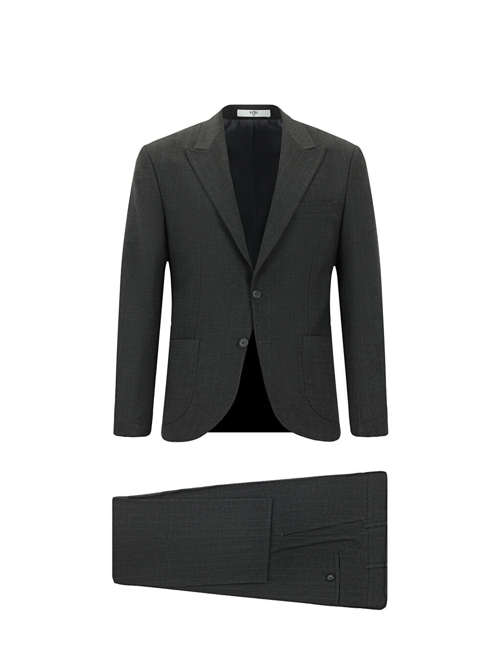 Antrasit Regular Fit Çizgili Takım Elbise-2