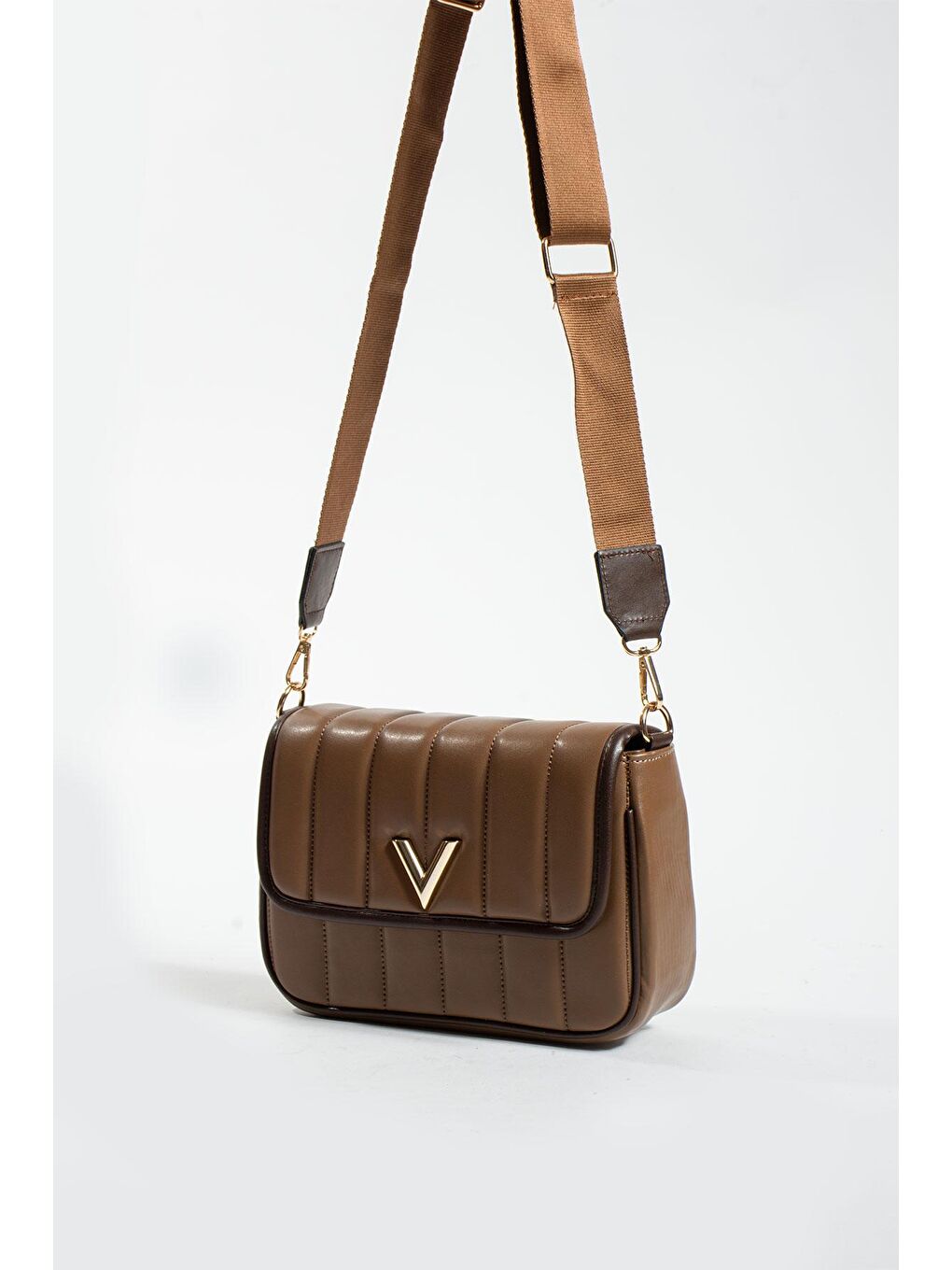 Bej Ayarlanabilir Asklı 2 Bölmeli Mıknatıs Kapamalı Kadın Omuz Çantası BAG1448-23Ç-3