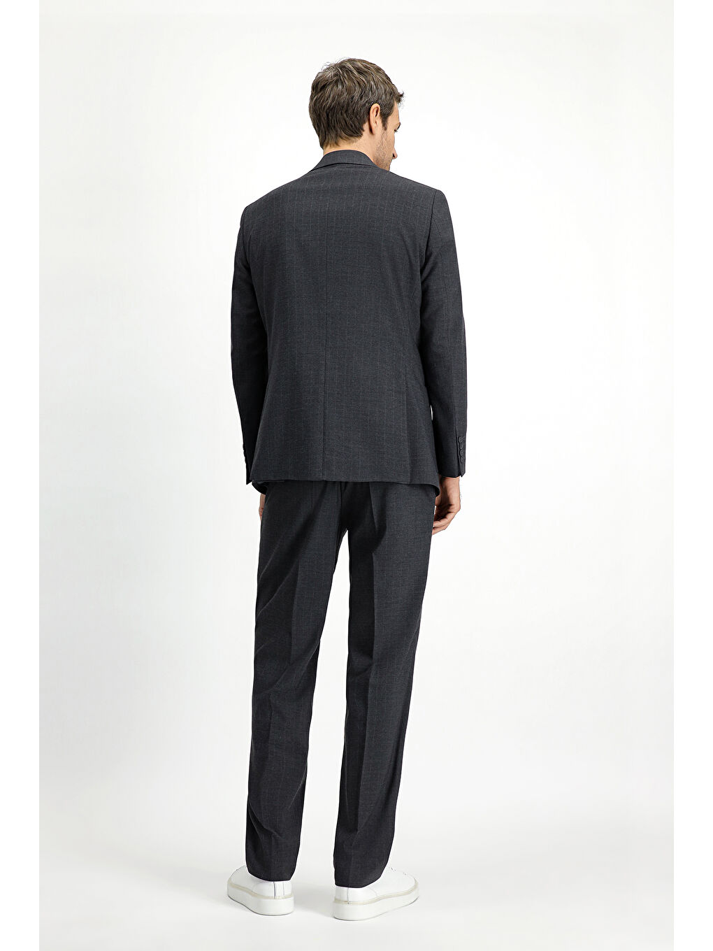 Antrasit Regular Fit Çizgili Takım Elbise-5