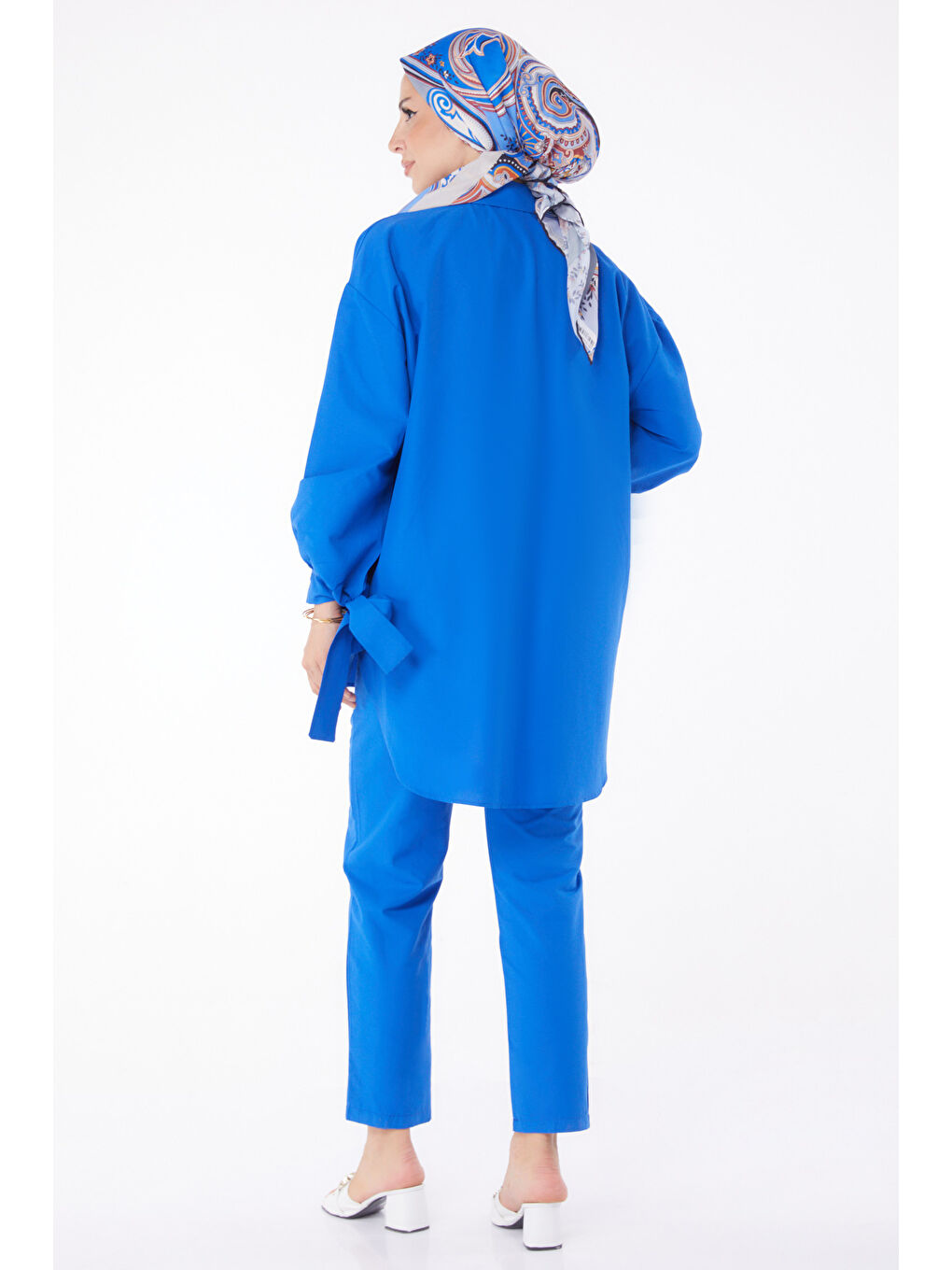 Mavi Kol Detaylı İkili Takım Saks - 27085-4