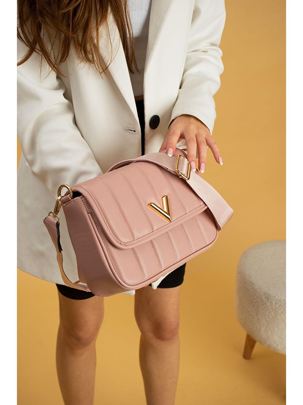 Pembe Ayarlanabilir Asklı 2 Bölmeli Mıknatıs Kapamalı Kadın Omuz Çantası BAG1448-23T-1