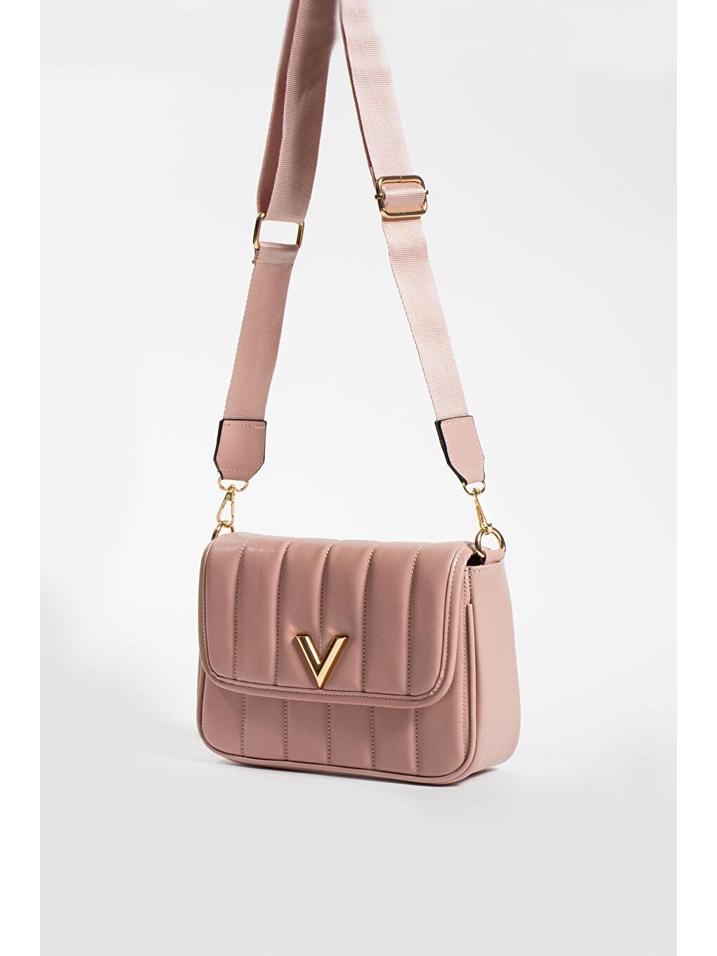 Pembe Ayarlanabilir Asklı 2 Bölmeli Mıknatıs Kapamalı Kadın Omuz Çantası BAG1448-23T-3