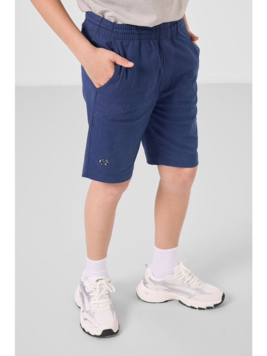 Bej Taş-Parlament Pamuklu Oversize Fit Dokuma Hafif Esnek Chino Erkek Çocuk Şort Takım - 11277-1