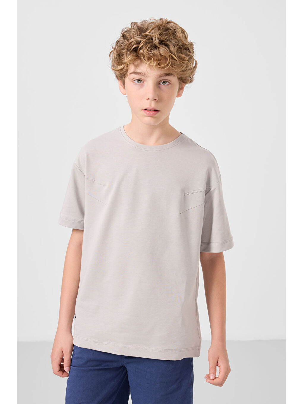 Bej Taş-Parlament Pamuklu Oversize Fit Dokuma Hafif Esnek Chino Erkek Çocuk Şort Takım - 11277-3