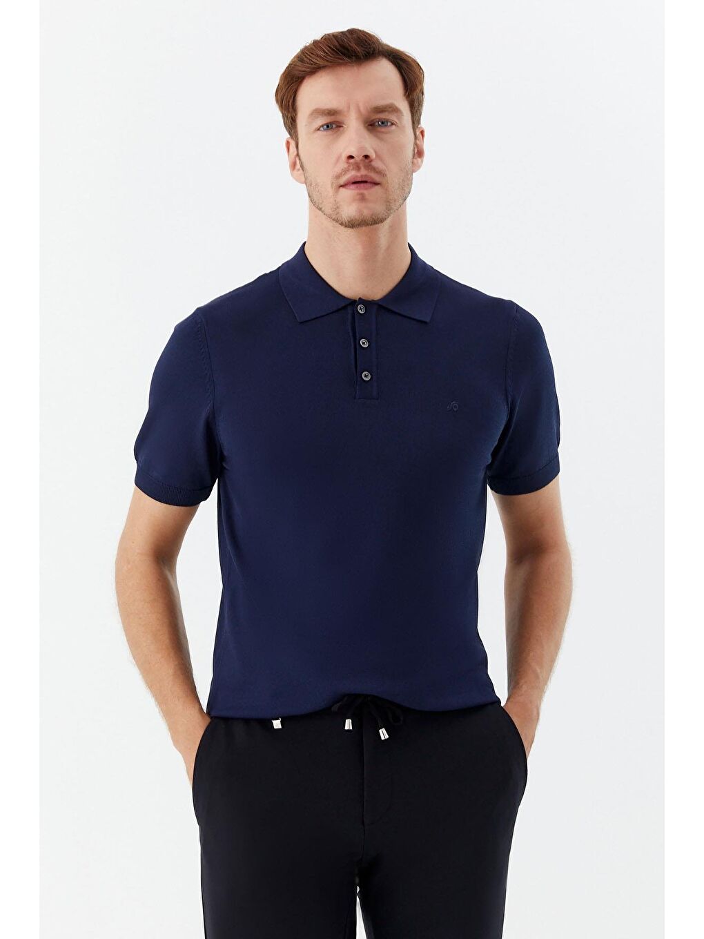 Erkek Lacivert Regular Fit Triko Polo Yaka T-Shirt – Kısa Kollu