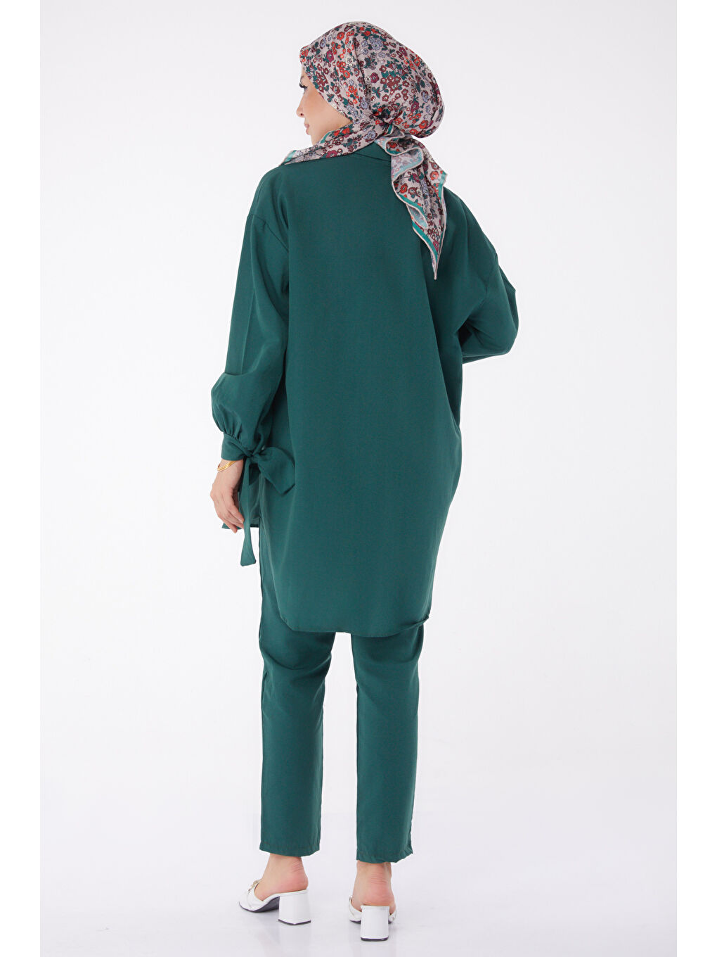 Yeşil Kol Detaylı İkili Takım Zümrüt - 27085-4