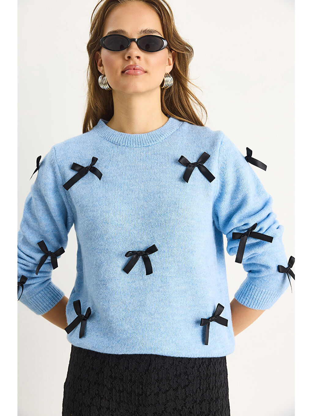 Mavi Kadın Fiyonklu Regular Triko Kazak-5