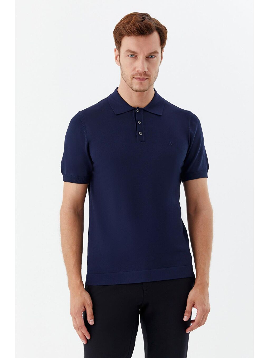 Erkek Lacivert Regular Fit Triko Polo Yaka T-Shirt – Kısa Kollu-3