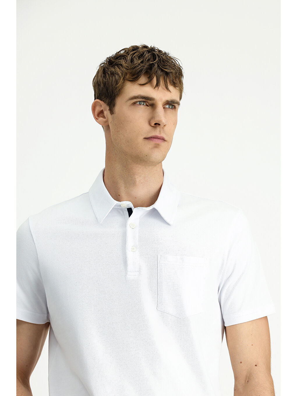 Beyaz Regular Fit Pamuk Polo Yaka Tişört