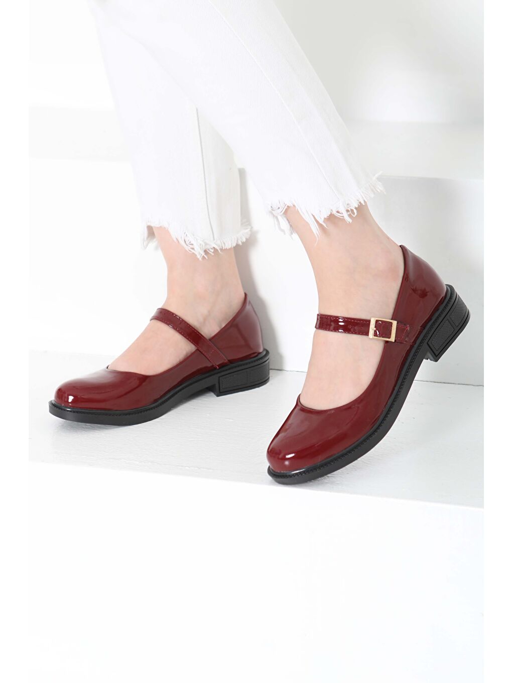 Kadın Bordo Jane Kemer Detaylı Loafer Ayakkabı - 27145-1