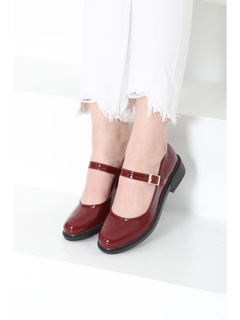 Kadın Bordo Jane Kemer Detaylı Loafer Ayakkabı - 27145-2