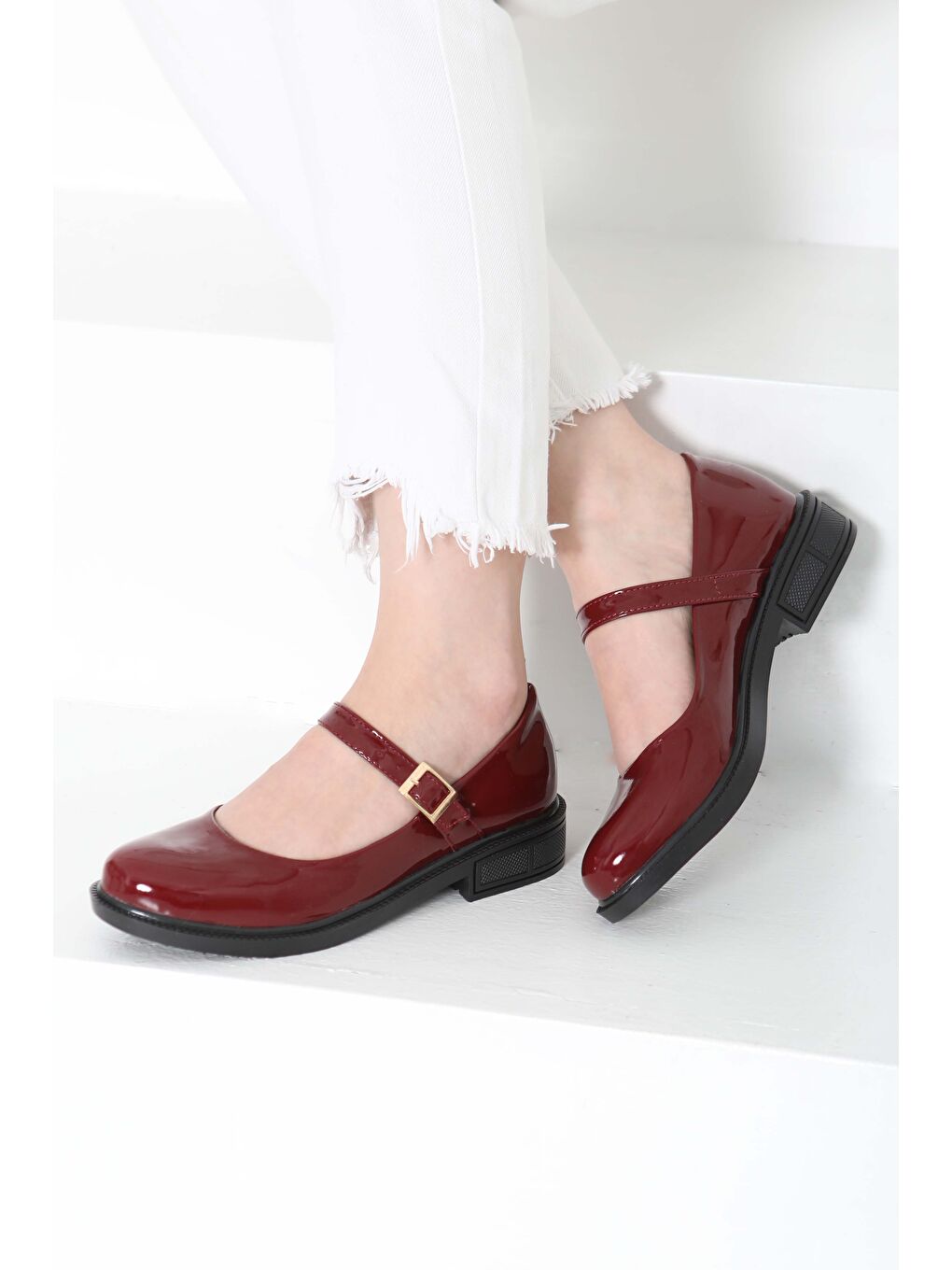 Kadın Bordo Jane Kemer Detaylı Loafer Ayakkabı - 27145-3