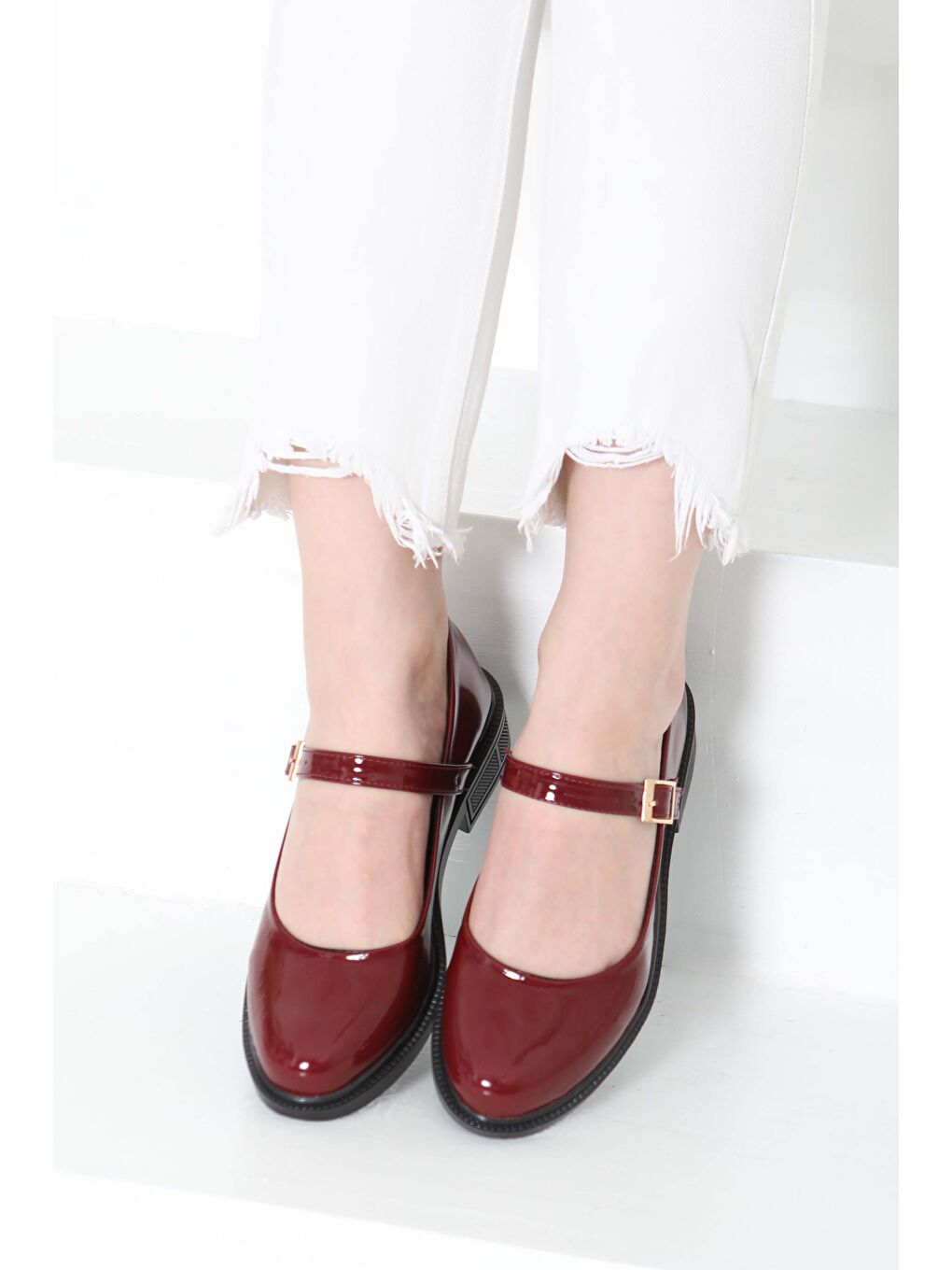Kadın Bordo Jane Kemer Detaylı Loafer Ayakkabı - 27145-4