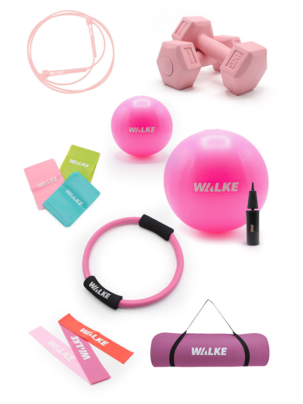 Karışık 14 Parça Lüx Pilates Seti 55 Cm Pilates Topu Pilates Matı Pilates Çemberi 2 X 1 Kg Dambıl-1