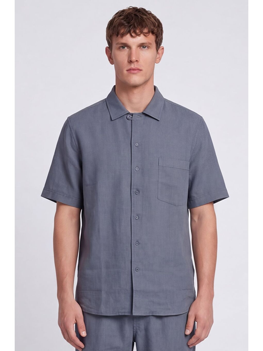 Mavi Giotelli İndigo Normal Kesim Regular Fit Pamuklu Dokuma Lastikli Bel Kamp Yaka Takım