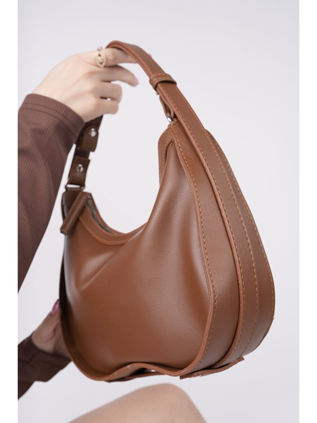 Kahverengi PERA Kadın El ve Omuz Çantası-2