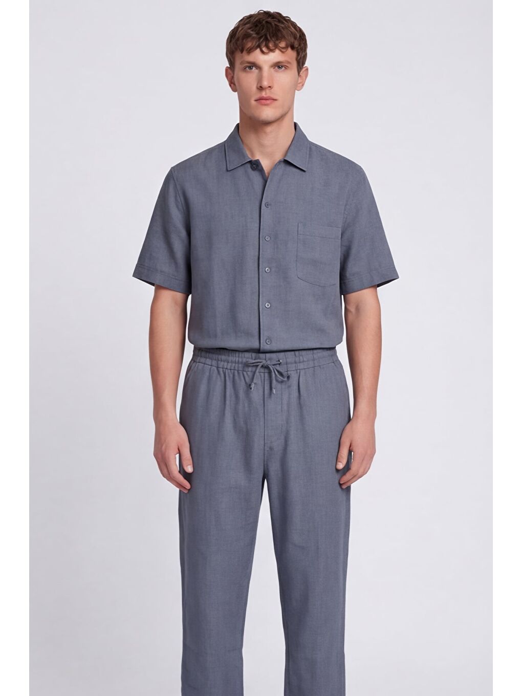 Mavi Giotelli İndigo Normal Kesim Regular Fit Pamuklu Dokuma Lastikli Bel Kamp Yaka Takım-1