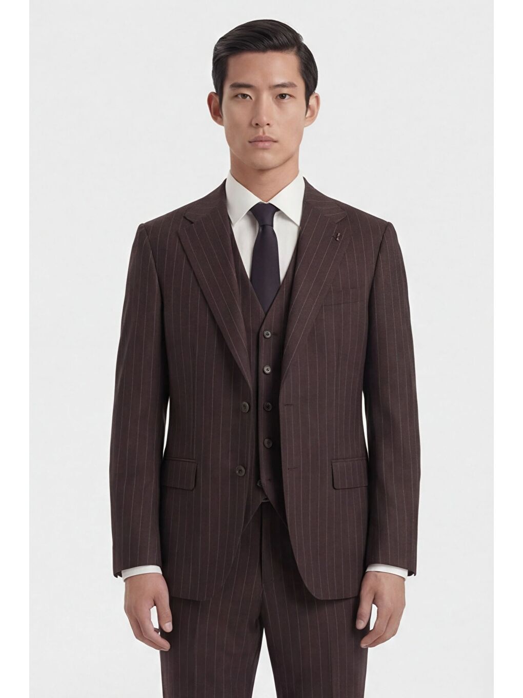 Giotelli Erkek Bordo Dar Kesim Slim Fit Viskon Dokuma Çizgili Klasik Yaka 6 Drop Takım Elbise