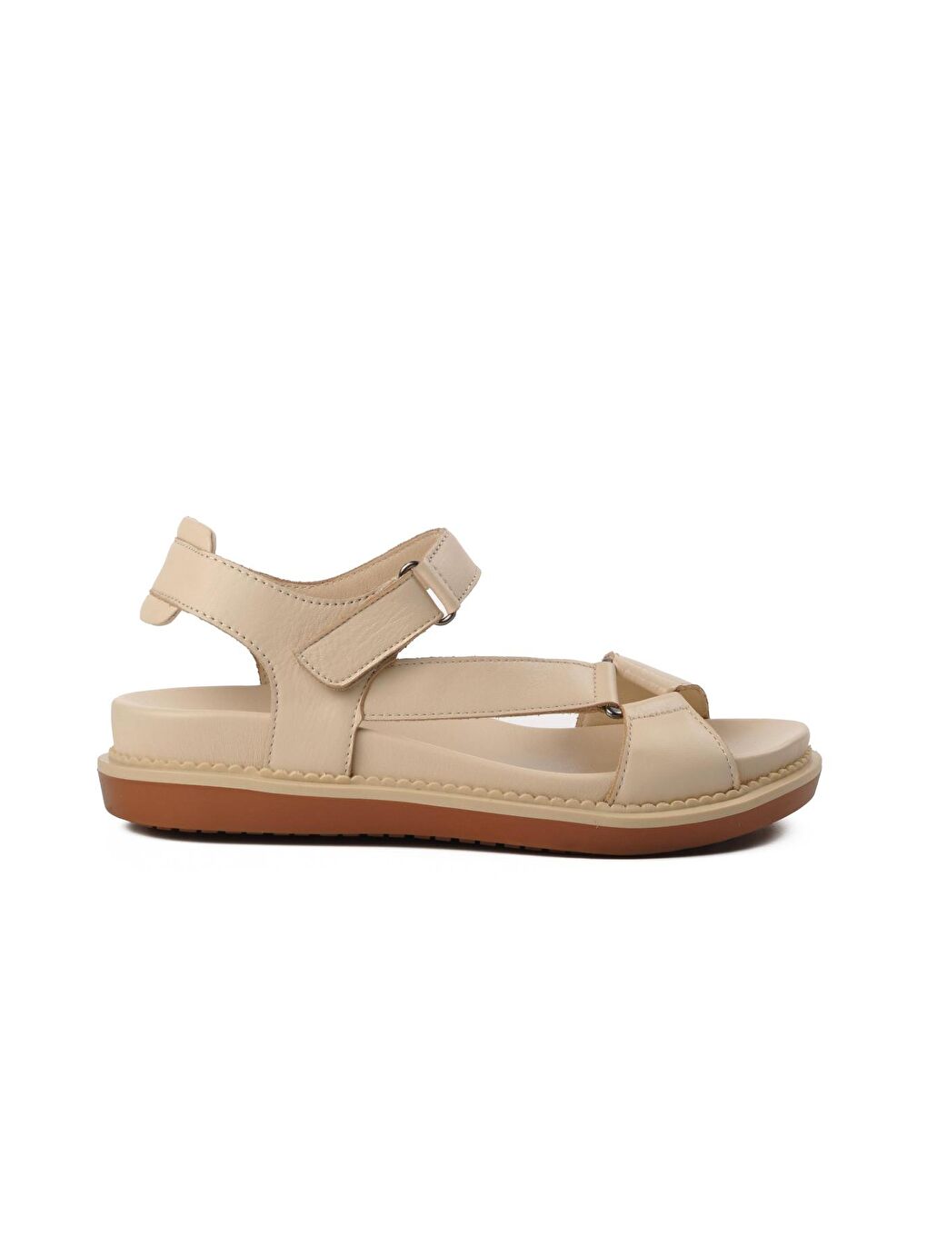 Bej İçi Dışı Hakiki Deri Kadın Sandalet 202064Y-1