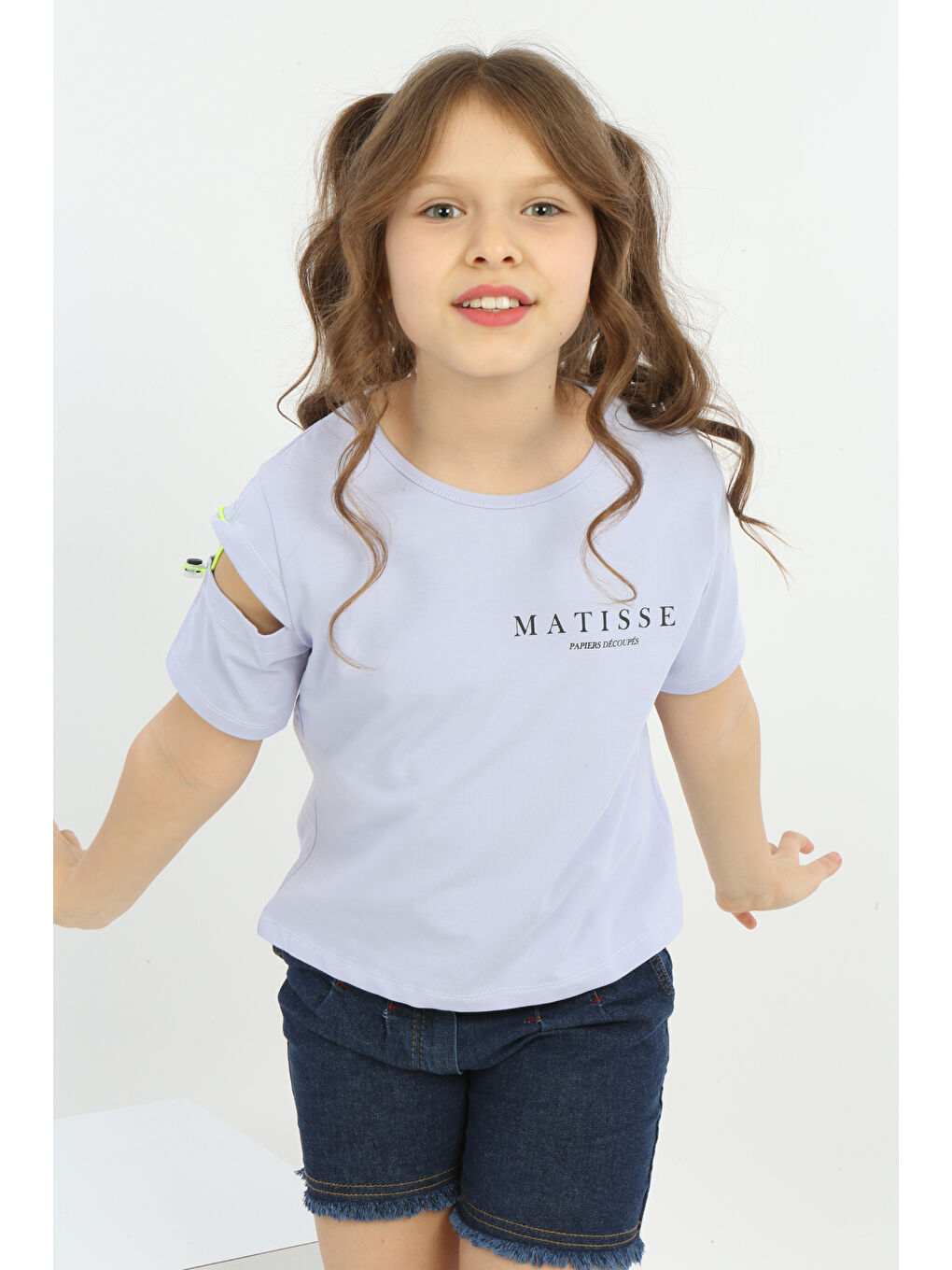 Mavi Kız Çocuk Matısse Baskılı Tişört-3