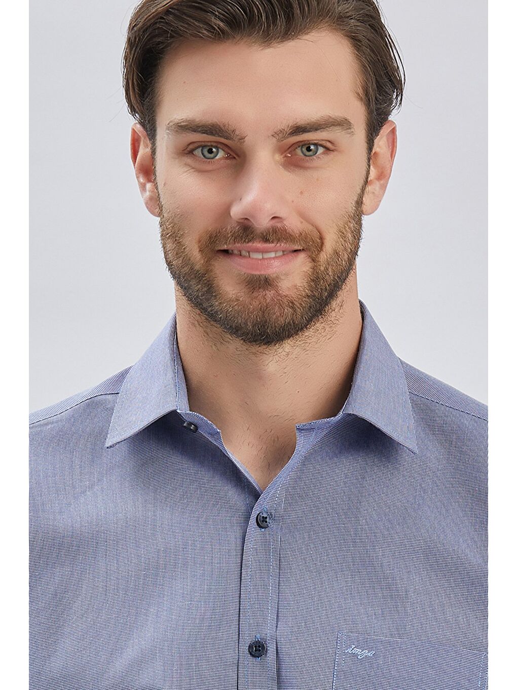 Koyu Lacivert Kısa Kollu Cepli Pamuklu Klasik Comfort Fit Rahat Kesim Gömlek 1004240231-5