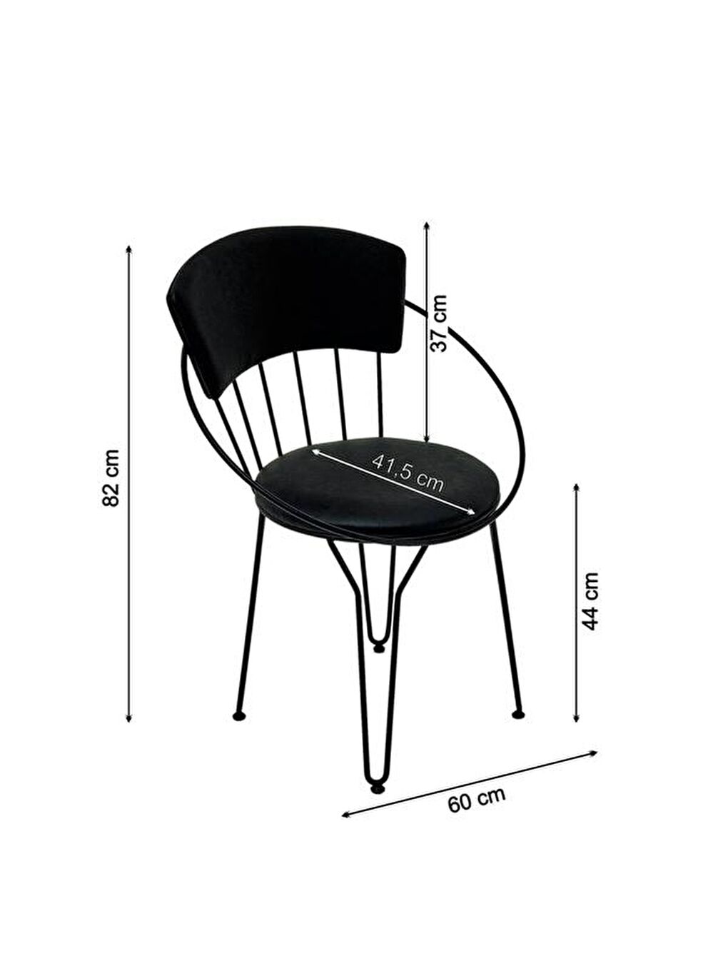 Modern Metal Sandalye - Siyah-6