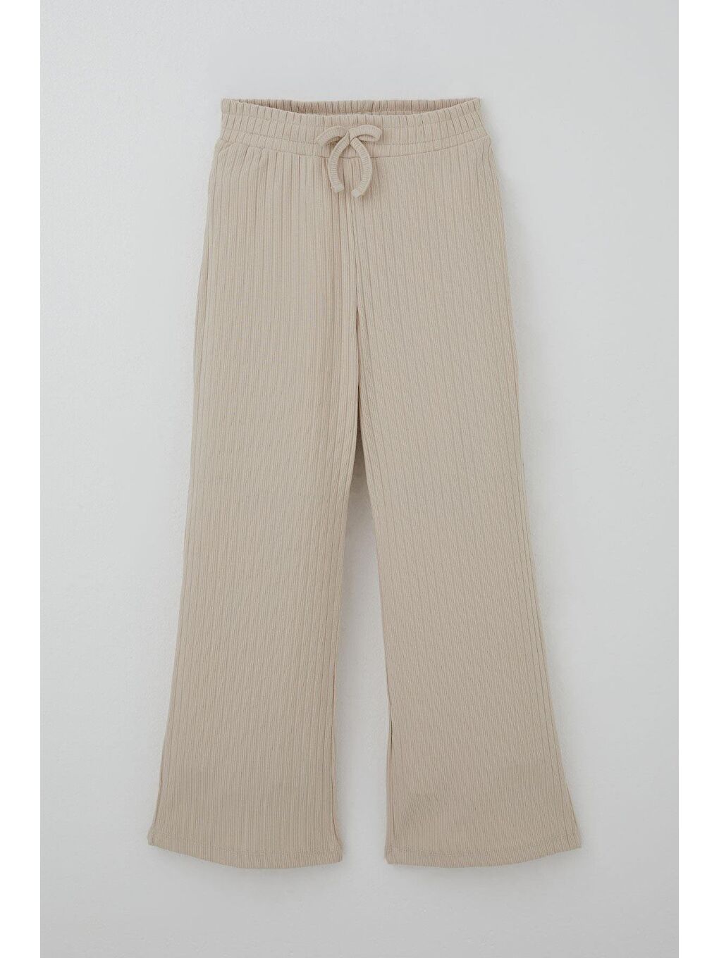 Bej Kız Çocuk Pantolonlu Takım Yazı Nakışlı Fiyonk Detaylı Taş (4-8 Yaş)-2