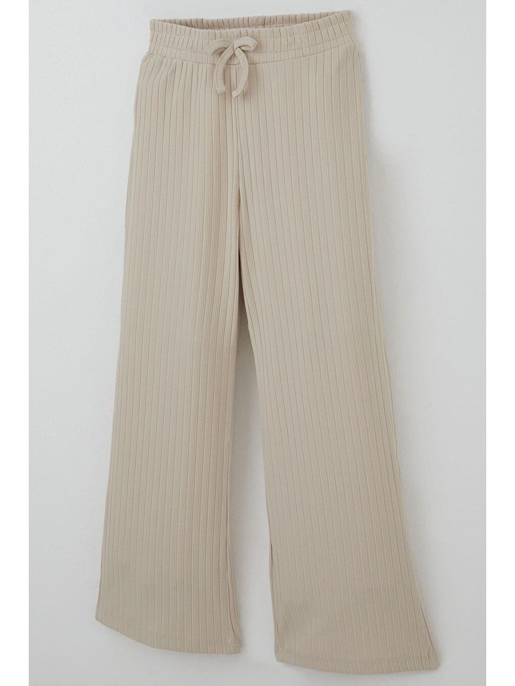 Bej Kız Çocuk Pantolonlu Takım Yazı Nakışlı Fiyonk Detaylı Taş (4-8 Yaş)-5