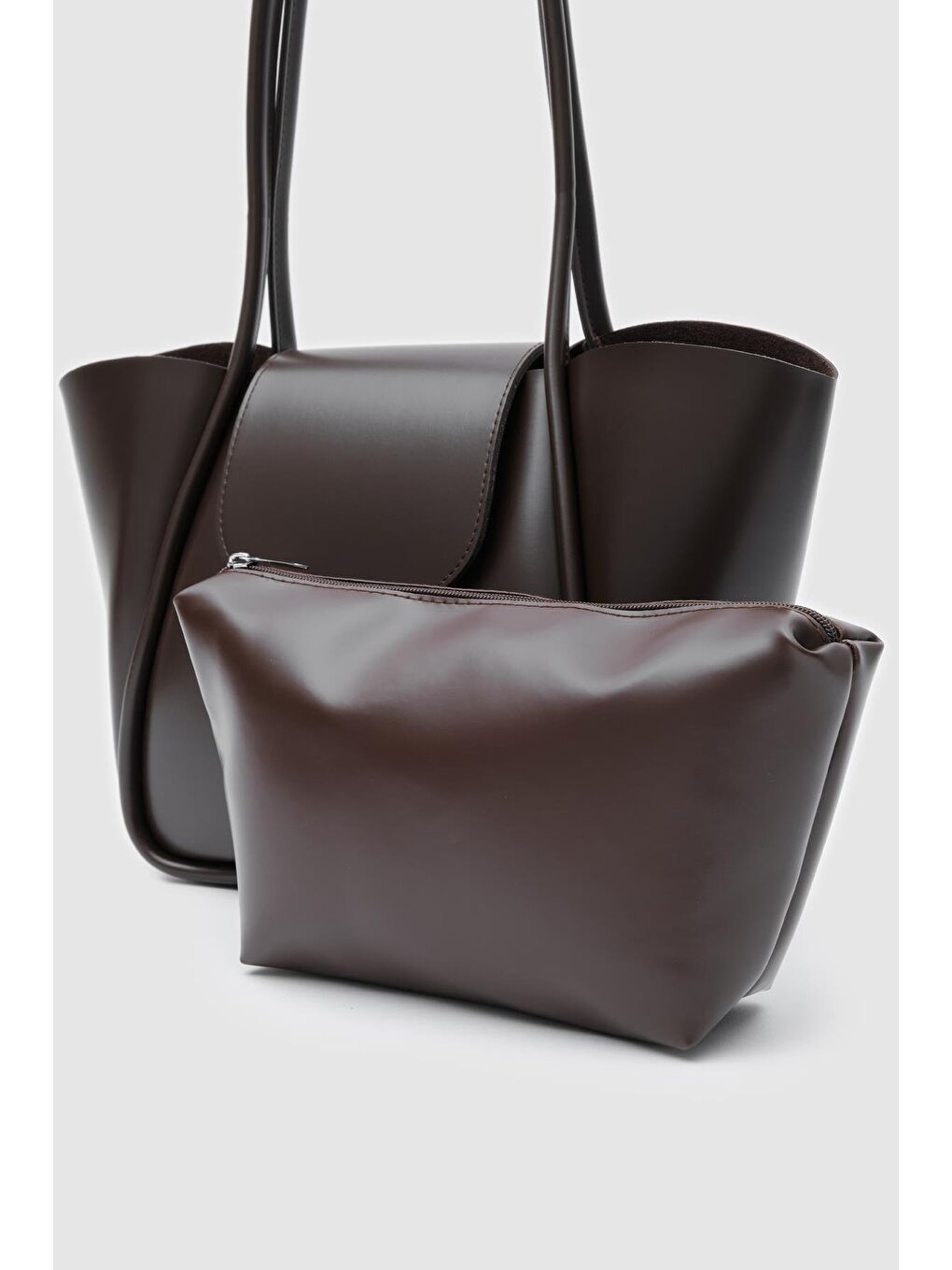 Kahverengi Petre Makyaj Çantalı Omuz Çantası Acı Kahve-2