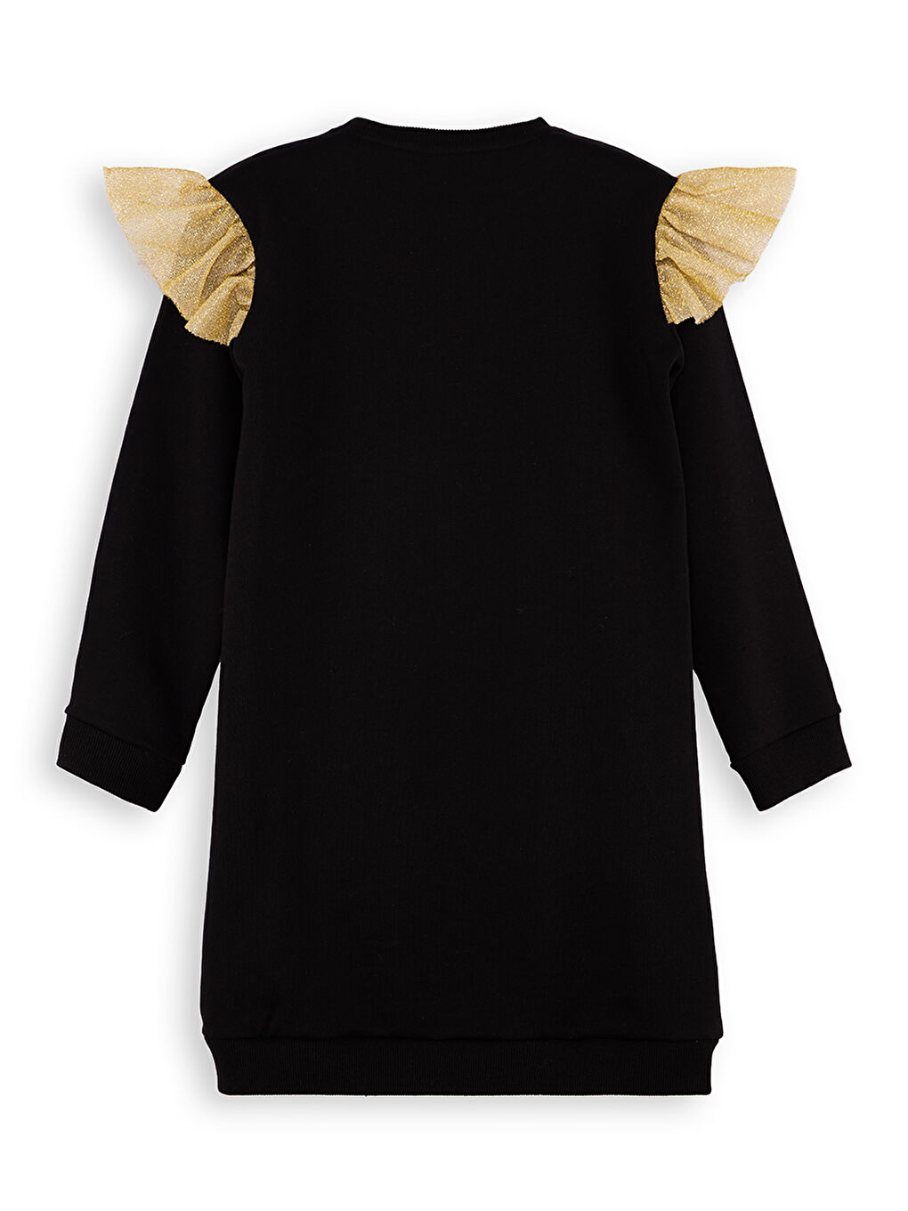 Simli Kedi Kız Çocuk Siyah Elbise-3