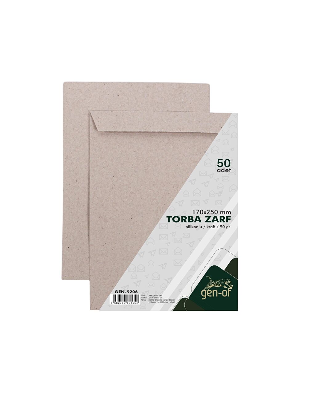 Torba Zarf 17x25 Kraft 90 GR Silikonlu 50 Li