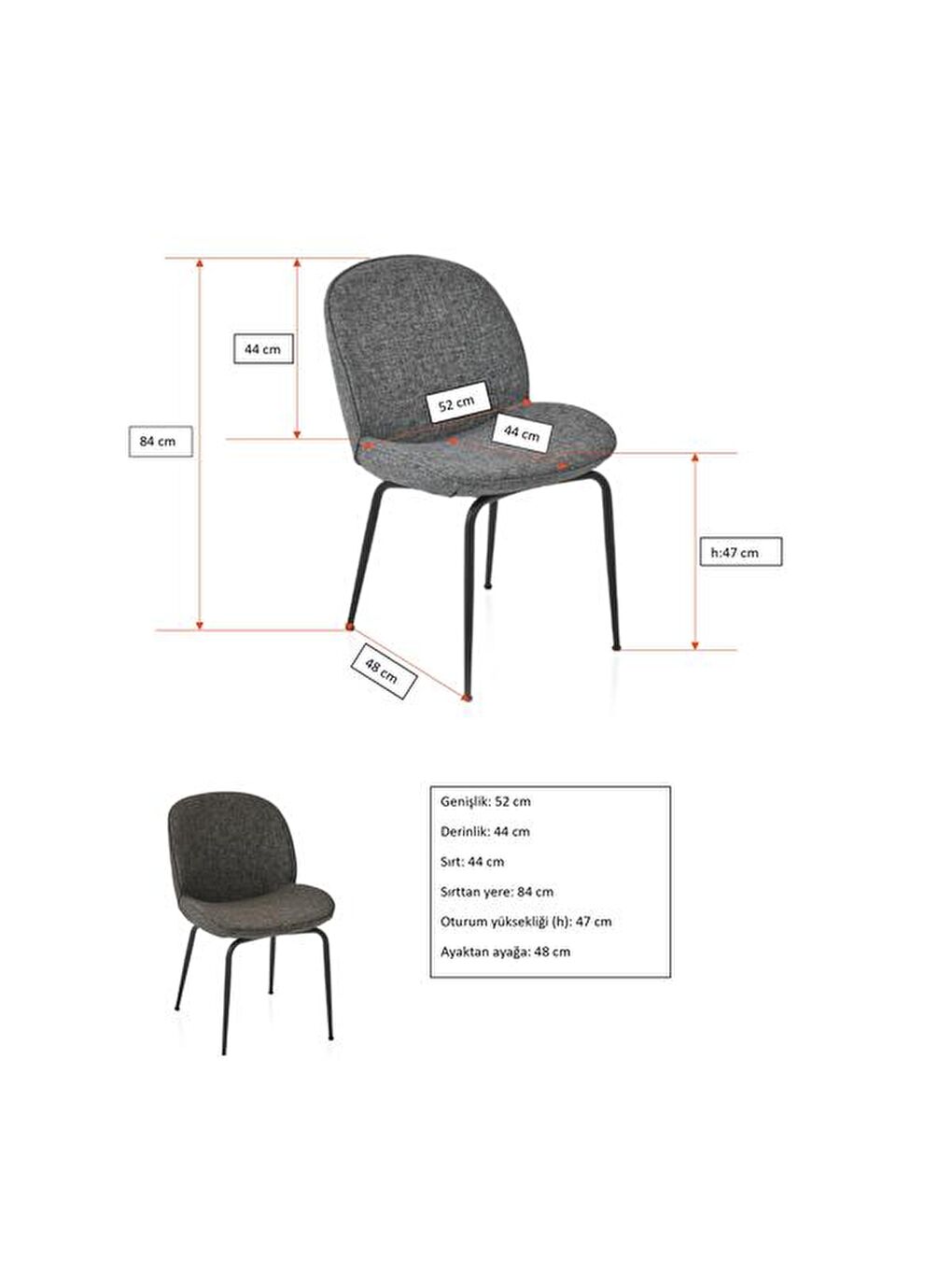 Gabriel Sandalye - Açık Gri-8