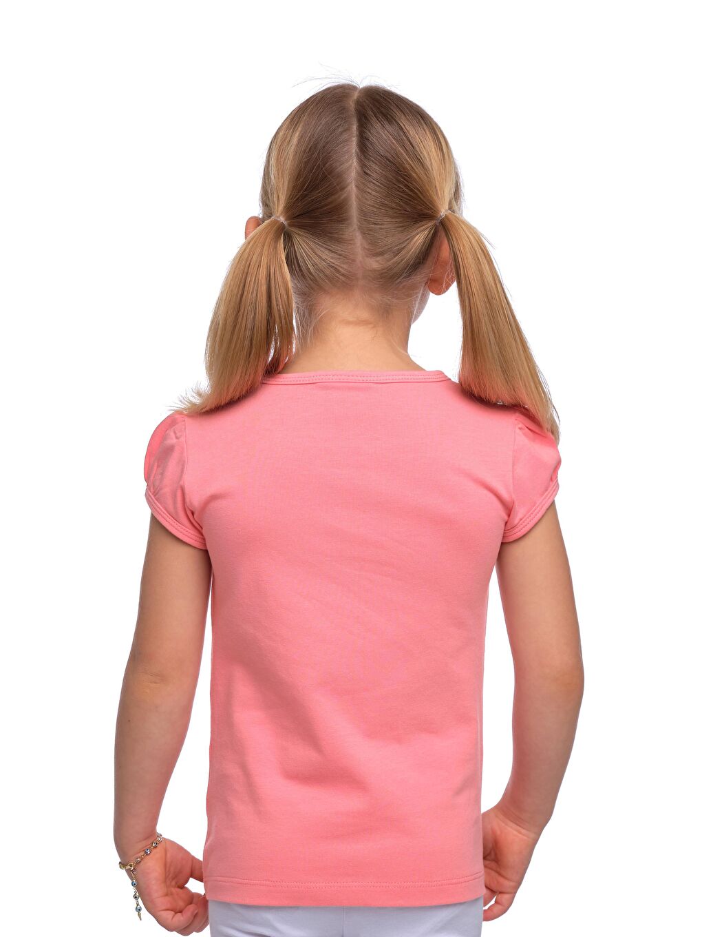 Pembe Somon Kız Çocuk Kısa Kollu Basıc Tişört-2